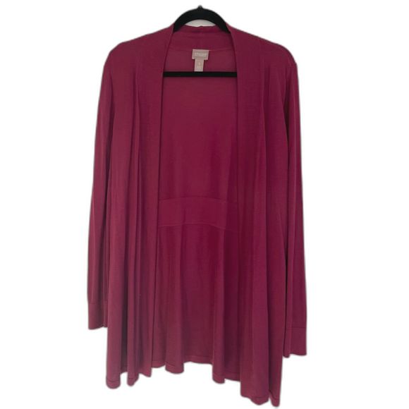 Chico's 1 Open Front Classic Long Sweater Cardigan US Medium/8 A62 - Picture 1 of 11